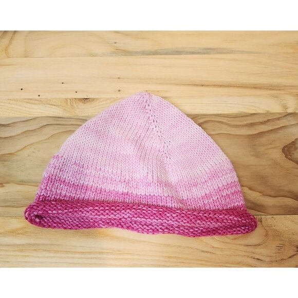 HANDMADE Roll Knit Pink Gradient Beanie Toboggan Hat Cap Unisex Women's Kid's - Picture 9 of 10
